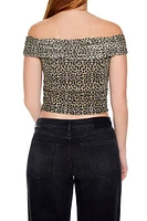 Cheetah Print Off-the-Shoulder Top