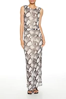 Sleeveless Snake Print Maxi Dress