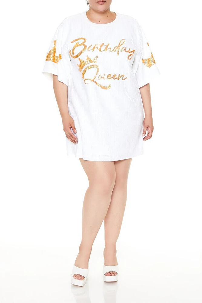 Plus Birthday Queen T-Shirt Dress