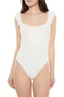 Ruched Lace-Trim Thong Bodysuit