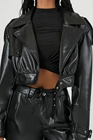 Cropped Faux Leather Jacket