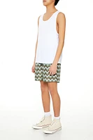 Chevron Drawstring Swim Trunks
