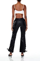 Lace-Up Faux Leather Bootcut Pants