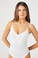 Seamless Lace-Trim Lingerie Bodysuit