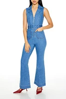 Sleeveless Denim Zip-Up Jumpsuit