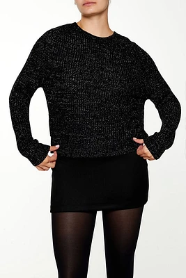 Metallic Knit Raglan Sweater