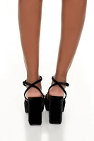 Velvet Faux Gem Bow Pumps