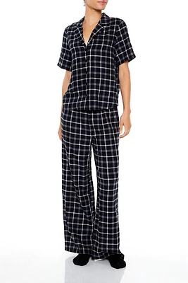 Plaid Shirt & Pants Flannel Pajama Set