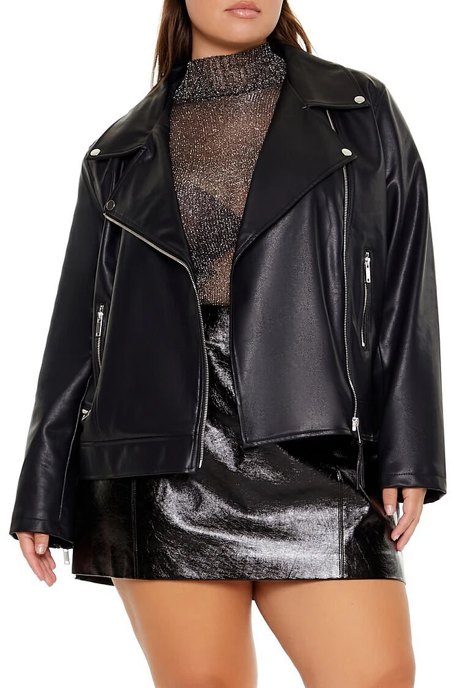 Plus Faux Leather Moto Jacket