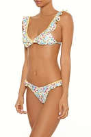 Bright Floral High Leg Bikini Bottoms