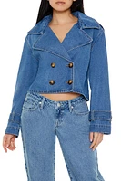 Denim Cropped Trench Coat