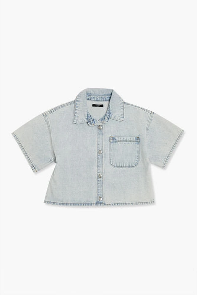 Girls Boxy Denim Shirt (Kids)
