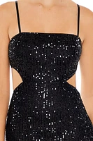 Sequin Cutout Cami Midi Dress