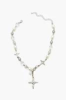 Faux Pearl Star Charm Necklace