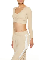 Active Ruched V-Neck Crop Top