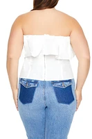 Plus Poplin Flounce Tube Top