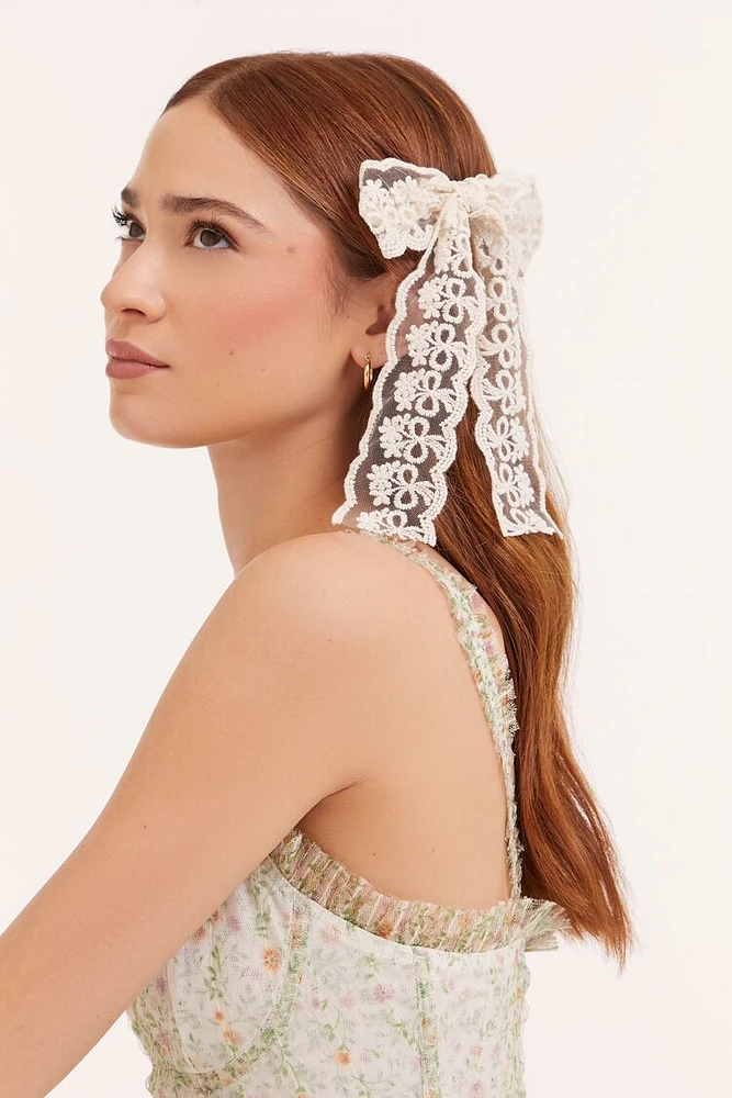 Sheer Lace Bow Barrette