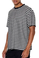 Textured Striped Crew Neck Tee