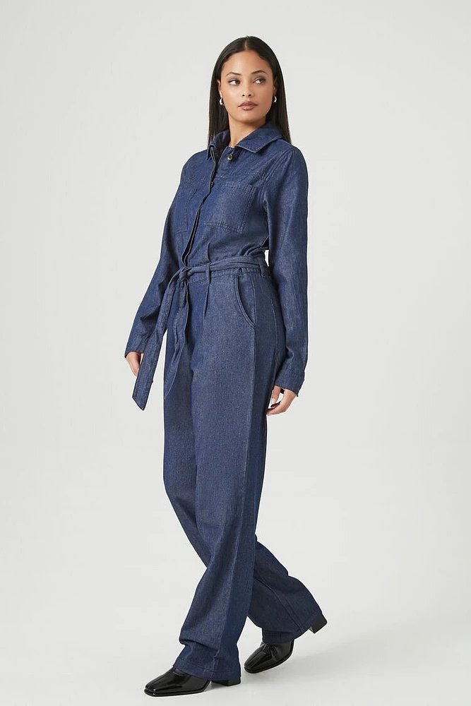 Denim Tie-Waist Coveralls