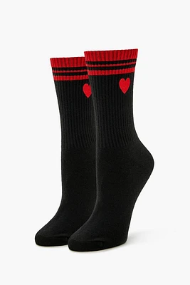 Varsity-Striped Heart Crew Socks