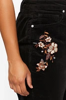 Plus Floral Embroidered Flare Pants