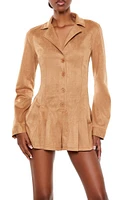 Pleated Faux Suede Romper