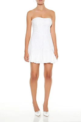 Strapless Eyelet Corset Mini Dress