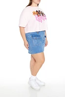 Plus Denim Cargo Mini Skirt