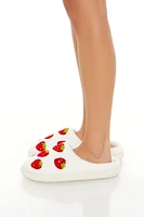 Plush Strawberry House Slippers