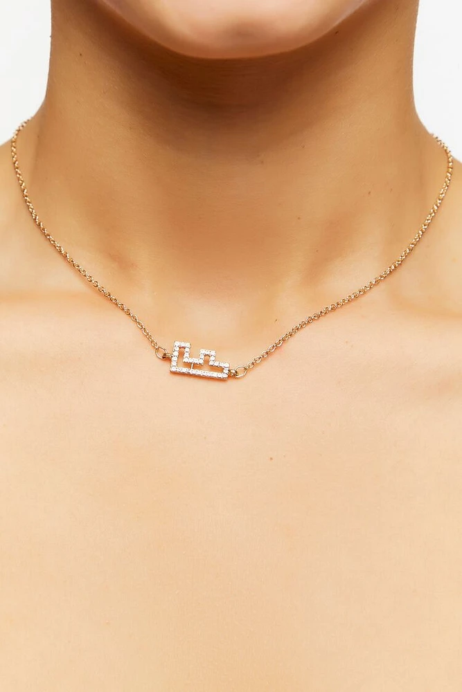 Rhinestone Initial Pendant Necklace