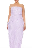 Plus Ruffle Lace Maxi Dress