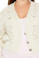 Plus Rosette Cardigan Sweater