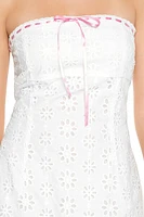 Eyelet Bow Tube Mini Dress