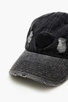 Destroyed Heart Denim Baseball Cap