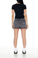 Acid Wash Denim Mini Skirt