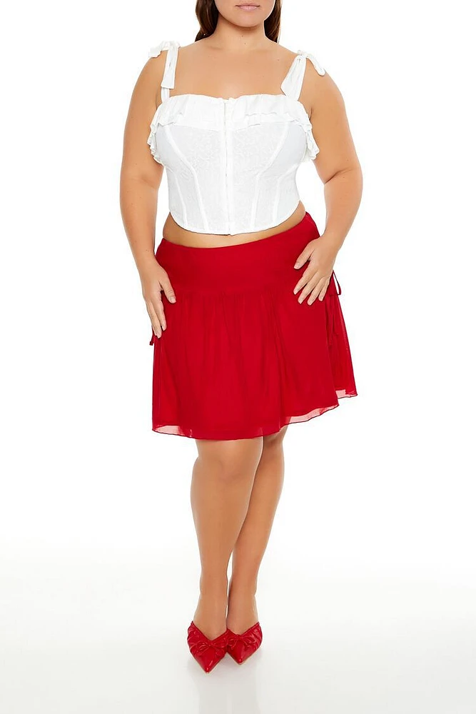 Plus Mesh Bow Mini Skirt