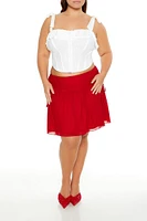 Plus Mesh Bow Mini Skirt