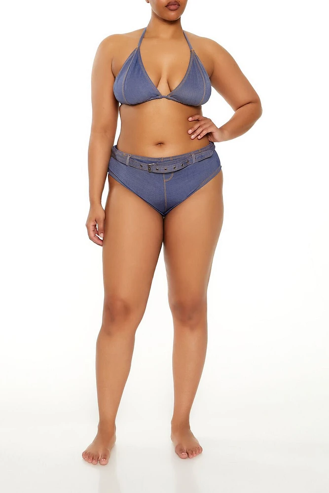 Plus Denim Bikini Bottoms