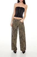 Leopard Baggy Mid-Rise Jeans