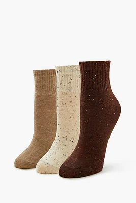 Speckled Knit Quarter Socks - 3 pack