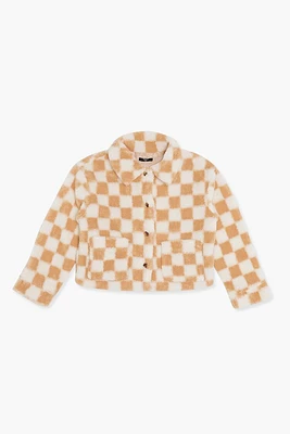 Girls Plush Checkered Coat (Kids)