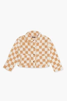 Girls Plush Checkered Coat (Kids)