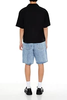 Mid-Rise Denim Baggy Shorts