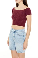 Sweater-Knit Off-the-Shoulder Crop Top