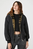 Reversible Faux Fur Camo Bomber Jacket