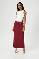 Satin Slit Midi Skirt