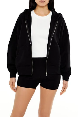 Fleece Drop-Sleeve Zip-Up Hoodie