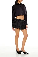 Pinstriped Bubble-Hem Mini Skirt