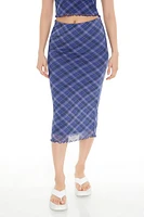 Plaid Mesh Maxi Skirt