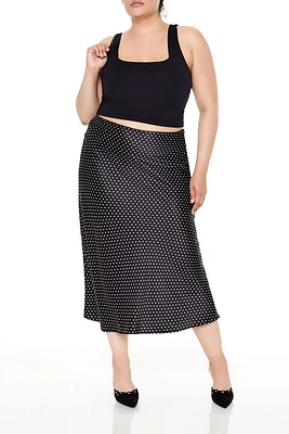 Plus Polka Dot Slip Midi Skirt